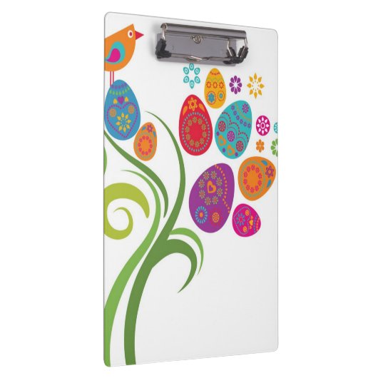 Paasboom met gekleurde eieren en bloemen klembord (Rechts)