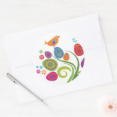 Paasboom met gekleurde eieren en bloemen ronde sticker (Envelop)
