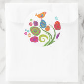 Paasboom met gekleurde eieren en bloemen ronde sticker (Tas)