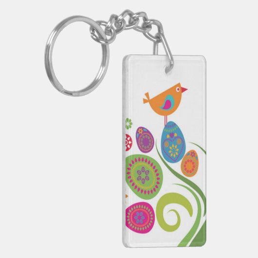 Paasboom met gekleurde eieren en bloemen sleutelhanger (Voorkant Links)