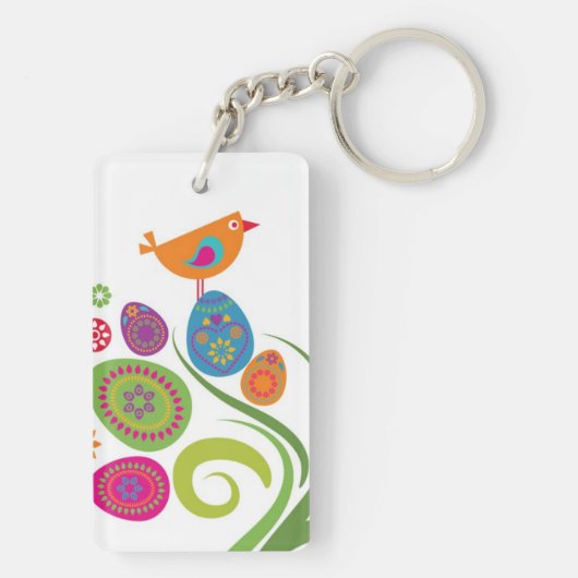Paasboom met gekleurde eieren en bloemen sleutelhanger (achterkant)