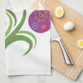 Paasboom met gekleurde eieren en bloemen theedoek (Quarter Fold)