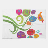 Paasboom met gekleurde eieren en bloemen theedoek (Horizontaal)