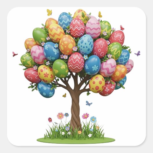 PAASBOOM VIERKANTE STICKER (Voorkant)