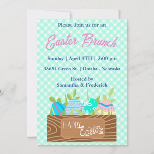 Paasbraal en kleurrijke eieren feestdagenkaart (Voorkant)