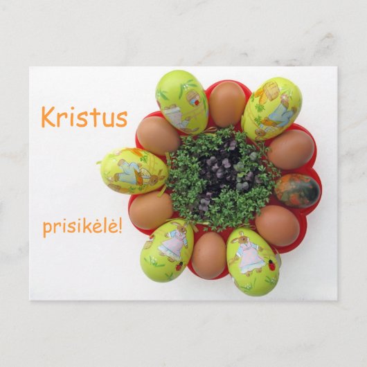 Paasbrief Litouwse tekst Kristus Prisikele Kaart (Voorkant)
