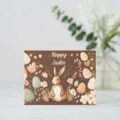 Paasbriefkaart met chocolade- en bunkerkleuren briefkaart (Staand voorkant)