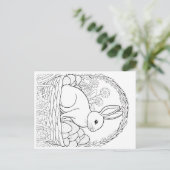 Paasbriefkaart voor kinderen met bunny front briefkaart (Staand voorkant)