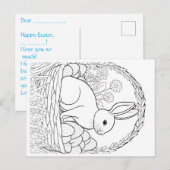 Paasbriefkaart voor kinderen met bunny front briefkaart (Voorkant / Achterkant)