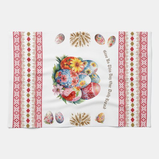 Paasbroodhanddoek Geef ons deze dag onze dagelijks Theedoek (Horizontaal)