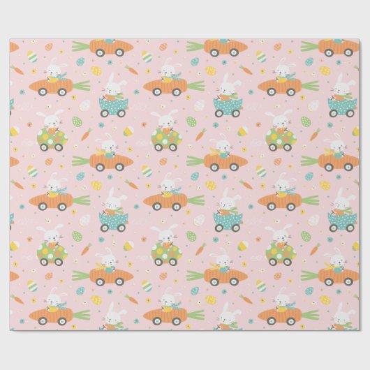 Paasbroodjes in wortel- en eierwagens cadeaupapier (Vlak)