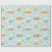 Paasbroodjes in wortel- en eierwagens cadeaupapier (Vlak)