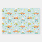 Paasbroodjes in wortel- en eierwagens inpakpapier vel (Voorkant)