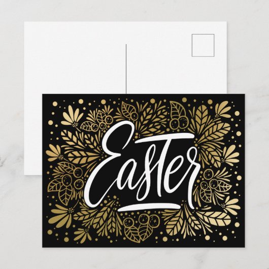 Paasbruin zwart en goud briefkaart (Voorkant / Achterkant)