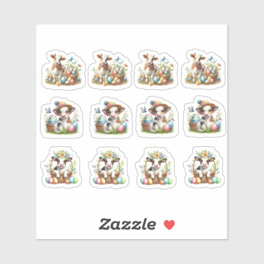 Paasbruine en witte Koeien Sticker (Vel)