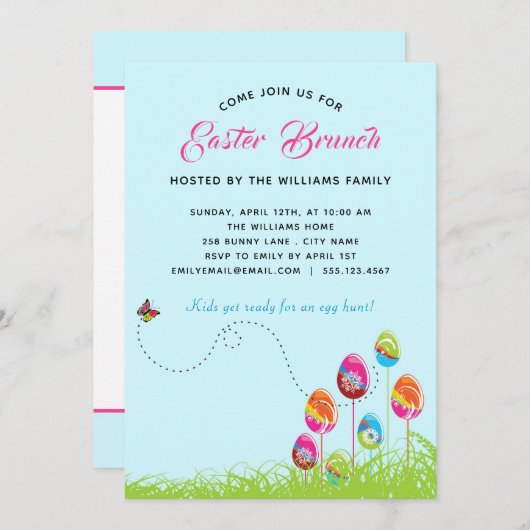 Paasbrunch Bloemenei Modern Aanpasbaar Kaart (Voorkant / Achterkant)