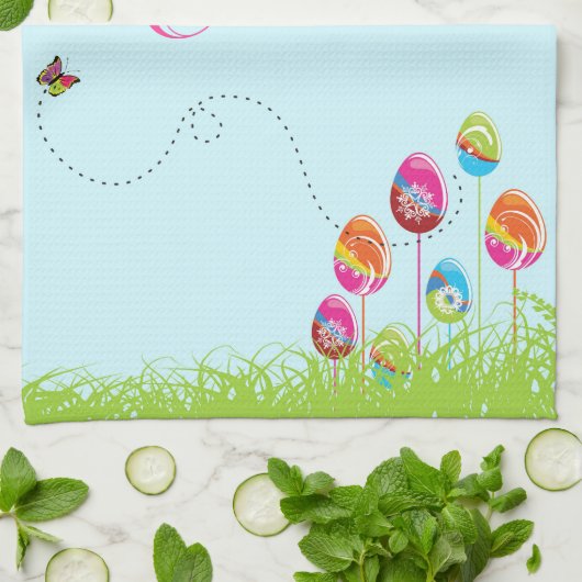 Paasbrunch Bloemeneieren Modern Theedoek (Gevouwen)