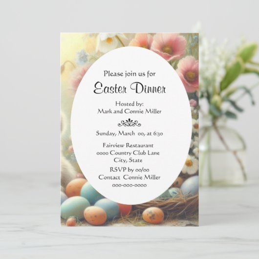 Paasbrunch Bloemrijk Pastel Kaart (Staand voorkant)