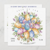 Paasbrunch - Bunny en Easter Egg Flower Kaart (Voorkant / Achterkant)