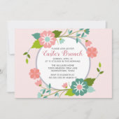 Paasbrunch Cute Pink Floral Party Kaart (Voorkant)