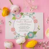 Paasbrunch Cute Pink Floral Party Kaart