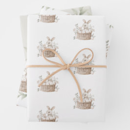 Paasbrunch & Egg Hunt Bunny Basket met eieren Inpakpapier Vel
