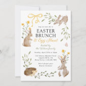 Paasbrunch & Egg Hunt Bunny Spring Bloemen Kaart (Voorkant)
