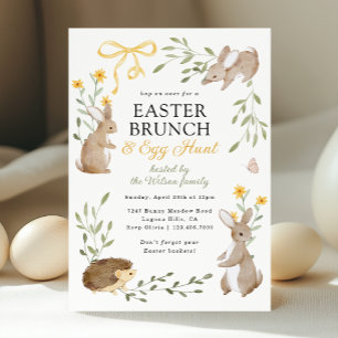Paasbrunch & Egg Hunt Bunny Spring Bloemen Kaart