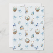 Paasbrunch & Egg Hunt Schattige Blauw Floral Bunny Kaart (Achterkant)