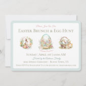  paasbrunch eierjacht blauw uitnodiging (Voorkant)