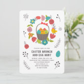 Paasbrunch. Eierjacht. Bloemenlente uitnodiging (Staand voorkant)