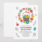 Paasbrunch. Eierjacht. Bloemenlente uitnodiging (Voorkant / Achterkant)