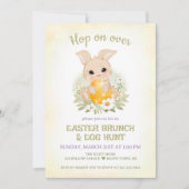 paasbrunch eierjacht geel Schattige konijn Kaart (Voorkant)