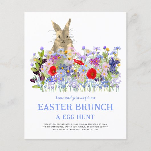Paasbrunch Eierjacht Konijntje en Wildbloemen Flyer (Voorkant)