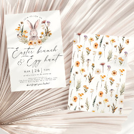 Paasbrunch Eierjacht Konijntje Wildbloem Bloemen Kaart
