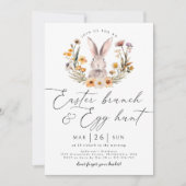 Paasbrunch Eierjacht Konijntje Wildbloem Bloemen Kaart (Voorkant)