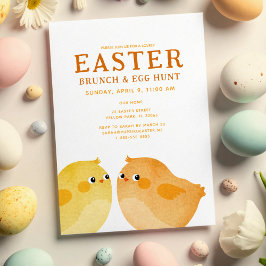 Paasbrunch & eierjacht met twee kleine kuikens kaart