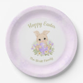 Paasbrunch Eierjacht Paarse konijnenfamilienaam Papieren Bordje (Voorkant)