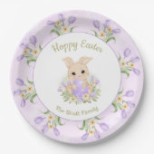 Paasbrunch Eierjacht Paarse Tulpen Konijnennaam Papieren Bordje (Voorkant)