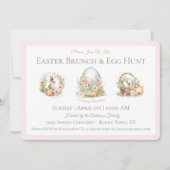  paasbrunch eierjacht roze uitnodiging (Voorkant)