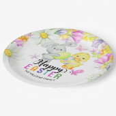 Paasbrunch & eierjacht Schattige konijn en kuiken Papieren Bordje (Gekanteld)