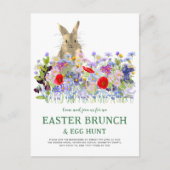 Paasbrunch Eierjacht Schattige Konijntje Bloemen Uitnodiging Briefkaart (Voorkant)