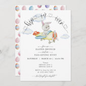 Paasbrunch & Eierjacht Schattige Vliegtuig Konijne Kaart (Voorkant / Achterkant)