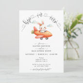 Paasbrunch & Eierjacht Schattige Vliegtuig Konijnt Kaart (Staand voorkant)