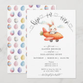 Paasbrunch & Eierjacht Schattige Vliegtuig Konijnt Kaart (Voorkant / Achterkant)