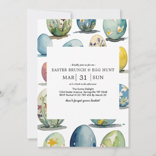 Paasbrunch & Eierjacht | Schattigee konijnenpaasei Kaart (Achterkant)