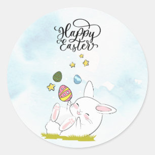 Paasbrunch & Eierjacht Schattigee konijnenpaasei Ronde Sticker