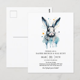 Paasbrunch & Eierjacht | Waterkleur Bunny Briefkaart