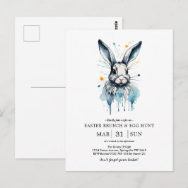 Paasbrunch & Eierjacht | Waterkleur Bunny Briefkaart
