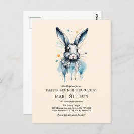 Paasbrunch & Eierjacht | Waterkleur Bunny Briefkaart